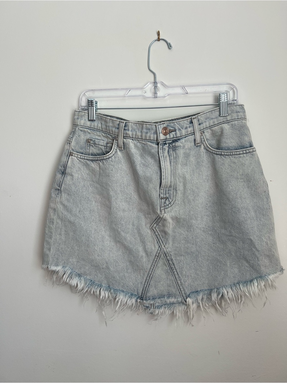 7 For All Mankind Light Bleach Wash Denim Mini Skirt